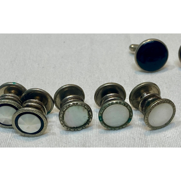 Lot Vintage Art Deco Snap Links Pull Apart Cufflinks Tie Tacks - Picture 5 of 8